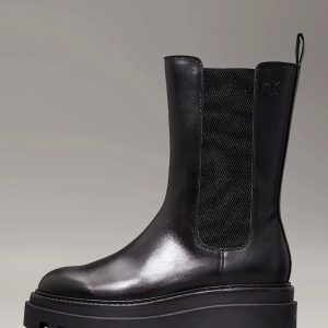 بوت اورجینال برند Calvin klein مدل Kadın Siyah Deri Platform Bot کد 853783372